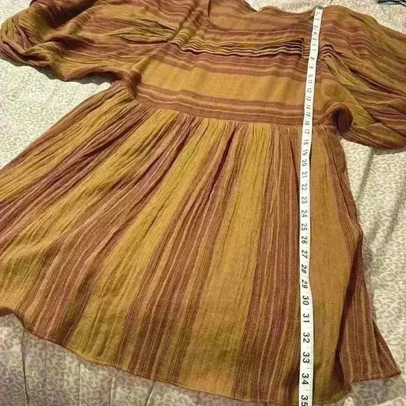 FREE PEOPLE XS Women Brown Gauze Stripe Dress Mini Full
Balloon Sleeve-EUC - Picture 13 of 13